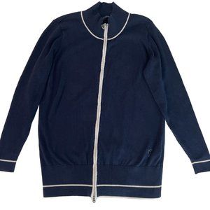 VTG Golfino Ladies Classic Navy White Cardigan Golf Sweater Size 10